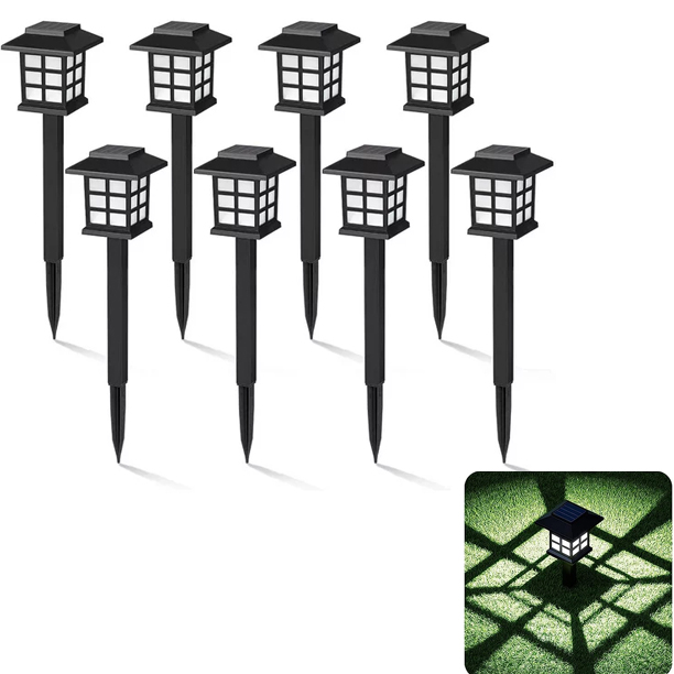 Paquete de 8 luces solares para caminos, luces solares impermeables