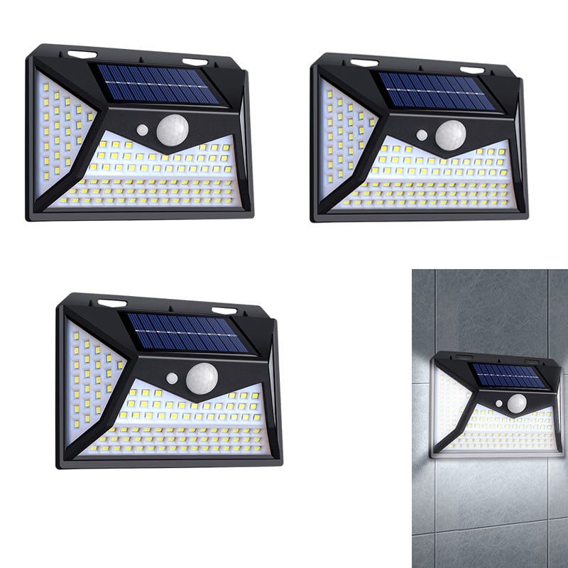 Lampe Solaire Exterieur, Projecteur LED Exterieur Detecteur de Mouvement  208 Led Ip65, Lumiere Spot LED Solaire Exterieur, Eclairage Exterieur avec
