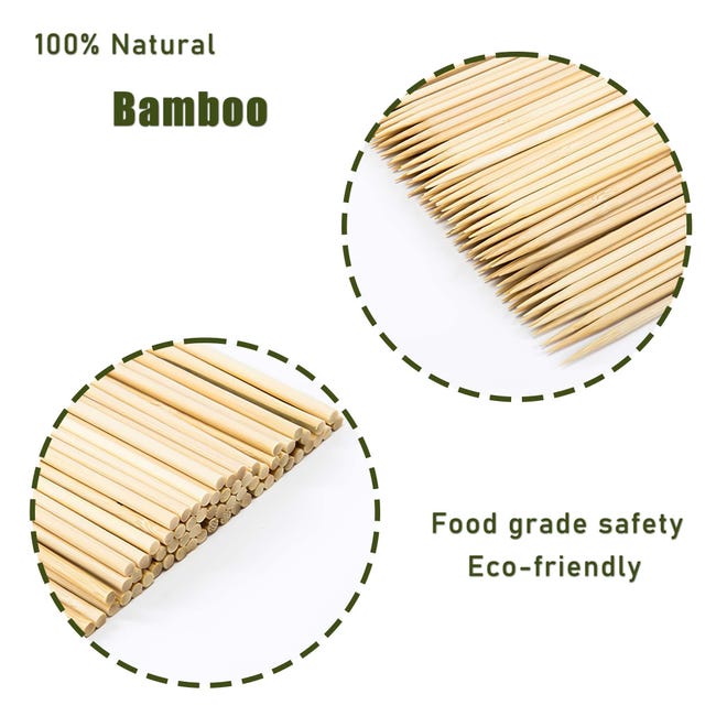 100 Pièces Brochettes de Bambou BBQ, 12cm Naturel Bois Bâtons de