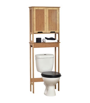 Étagère au-dessus Toilettes WC Étagère de salle de bain avec 3 Tablettes  Meuble de rangement pour Toilettes en Bambou 63,5x26x163cm - Cdiscount  Maison