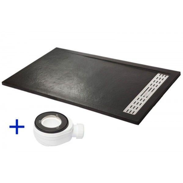 Receveur de douche extra plat PREMIUM Noir Ral 9005 100x120 Leroy Merlin