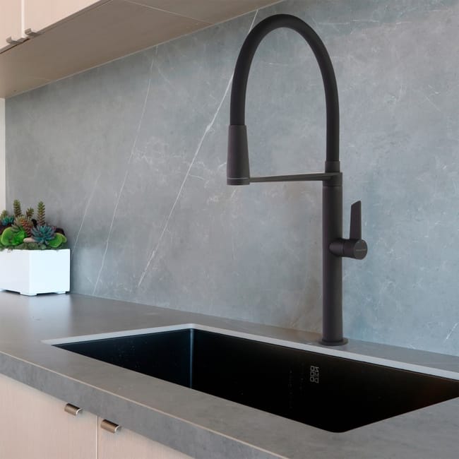 Ramon Soler Grifo de Fregadero de Cocina Monomando Negro Mate con