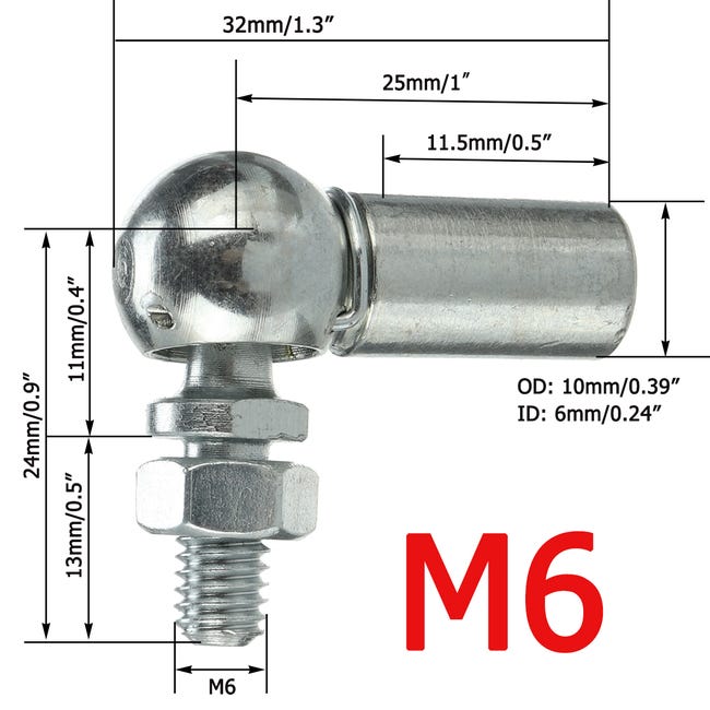 kit rotule angulaire M6 à droite (2 pièces)