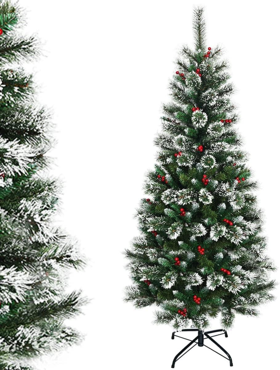 BMOT Sapin De Noël Aiguilles De Pin Avec Support Extérieur Flocage