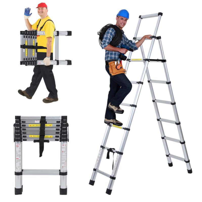 Ikodm Scala Telescopica In Alluminio, 4,4 M, Con Gancio Rimovibile