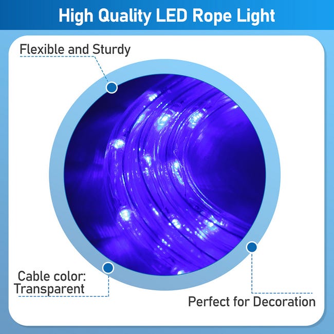 Tube lumineux LED multicolore Extérieur étanche Chaîne lumineuse Lampe  Décor 10M Bleu