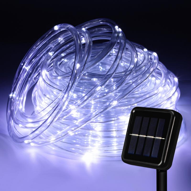 Catena Luminosa Solare Abrazinica - 12m 100LED - Impermeabile IP65 Con 8 Modalità Per Giardino E Feste