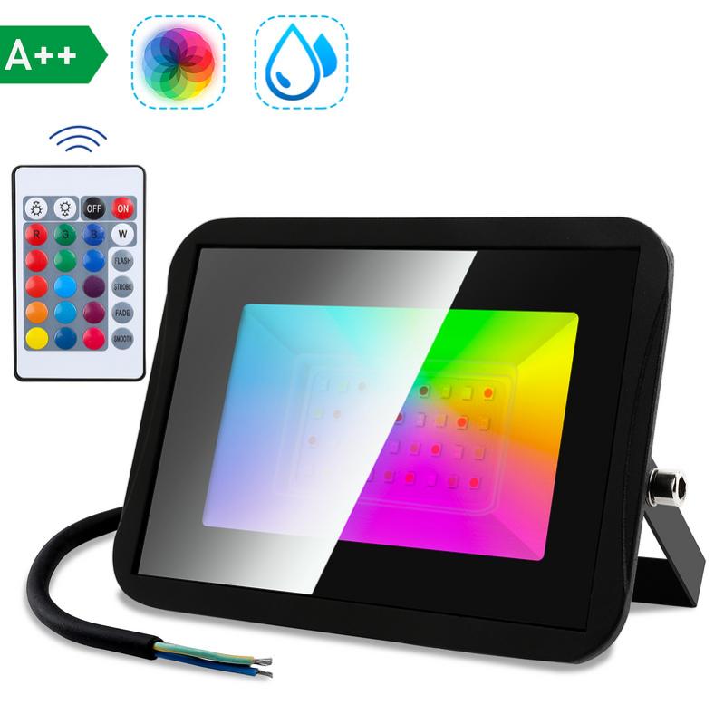 Faro LED Esterno RGB 60W Impermeabile IP66 - Controllo APP E Telecomando, 16 Milioni Colori Per Giardino
