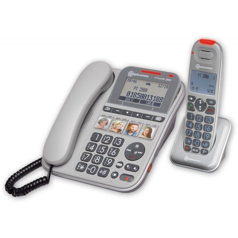 Powertel 2880 Téléphone fixe filaire senior avec combiné additionnel