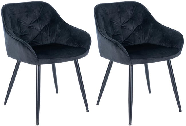 Set 2 Sedie Da Pranzo In Velluto Con Gambe Metallo - Design Moderno - Foto 3