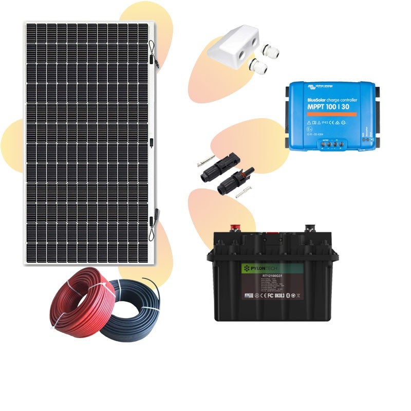 Set Solar Fotovoltaico con batería CARAVAN-XUNZEL-190W-SX120-12V con  fijaciones