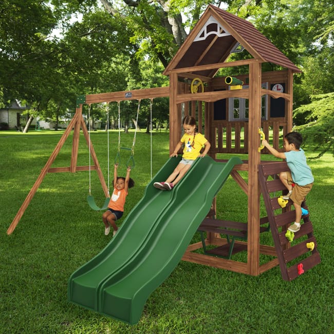 KidKraft Parque infantil de madera Lindale con toboganes