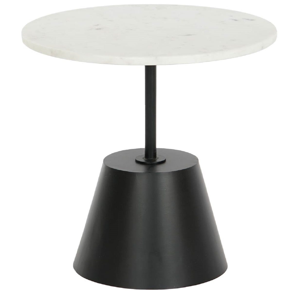 Table d'appoint ronde en métal noir et marbre blanc - Diamètre 40