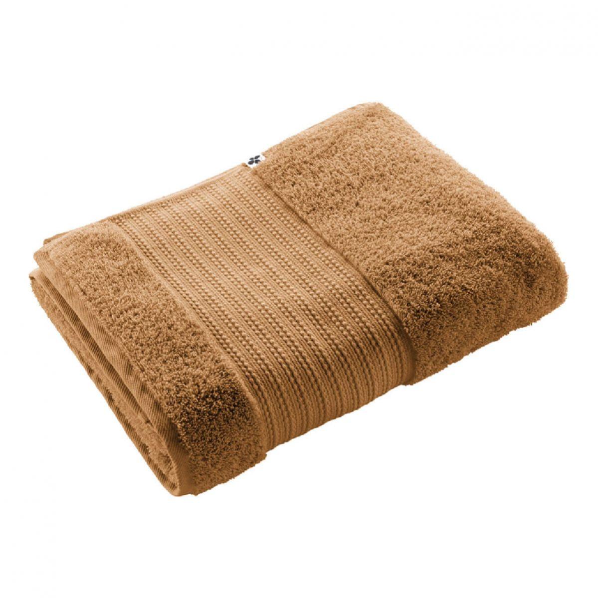 EMMA Serviette de Bain 90x150cm en Coton Bio Coloris Camel Leroy Merlin