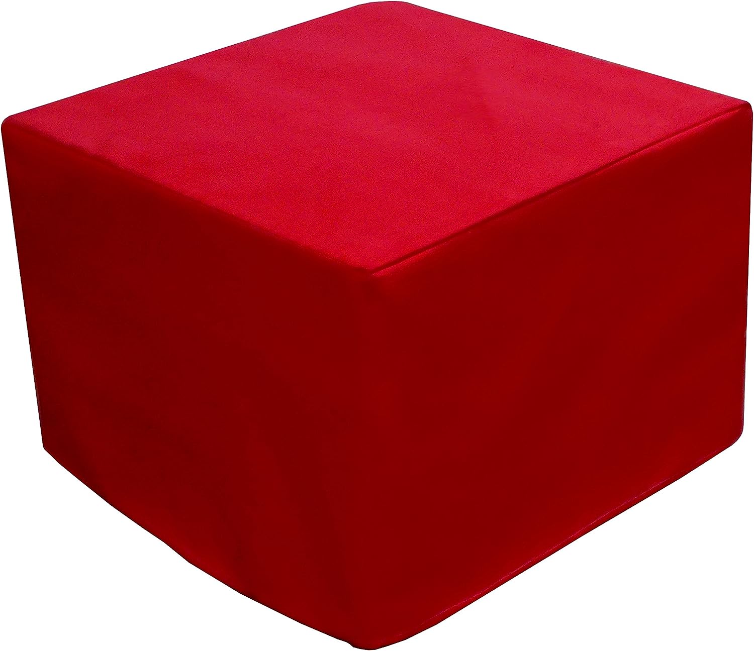 Pouf- contenitore in ecopelle, colore rosso, cm 45 x 47 x 45