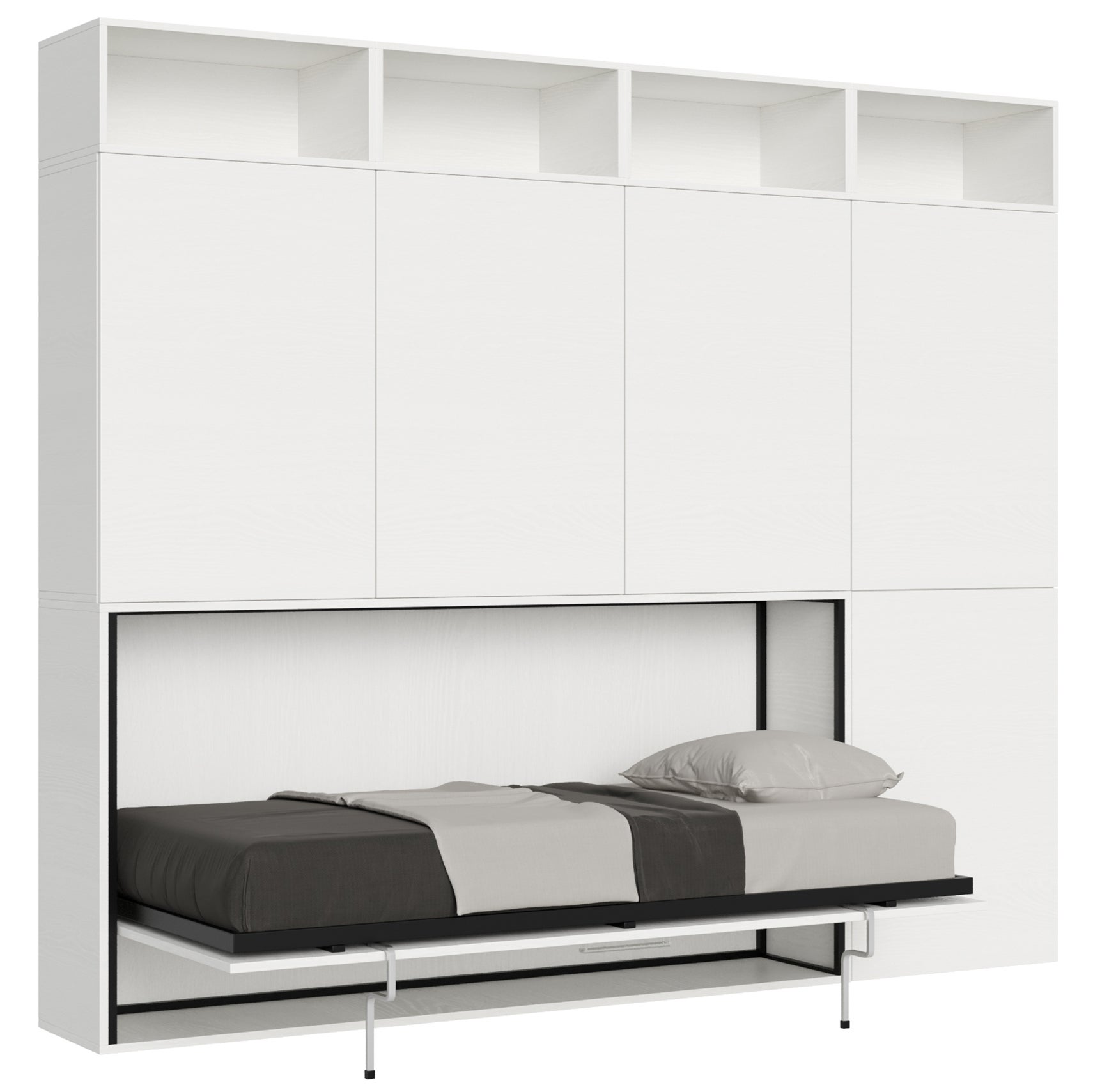 Cama abatible individual horizontal kando composición b fresno blanco