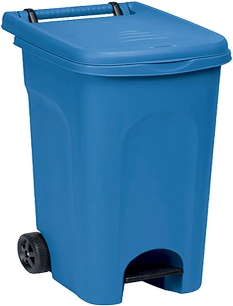 Pattumiera Con Pedale E Ruote Da 60 Litri - Per Raccolta Differenziata, Carrellata, Per Casa, Giardino, Pub, Colore Bianco