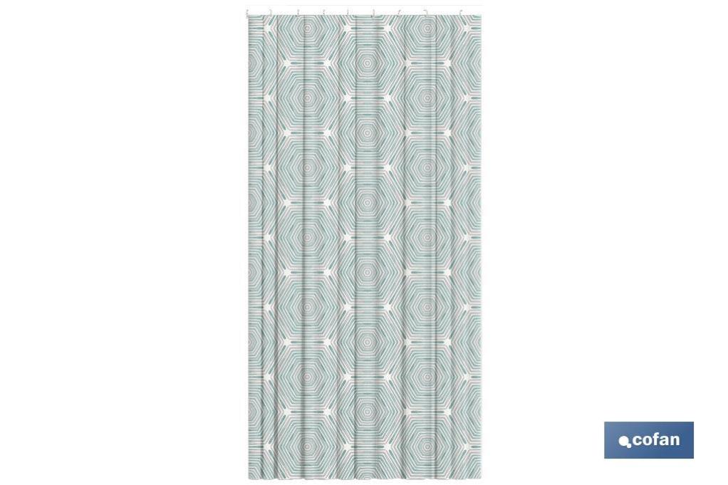 Cortina De Ducha Tatay 140x200 Cm - Tela Impermeable De Poliéster, Incluye 8 Anillas, Diseño Industrial Blanco Y Negro