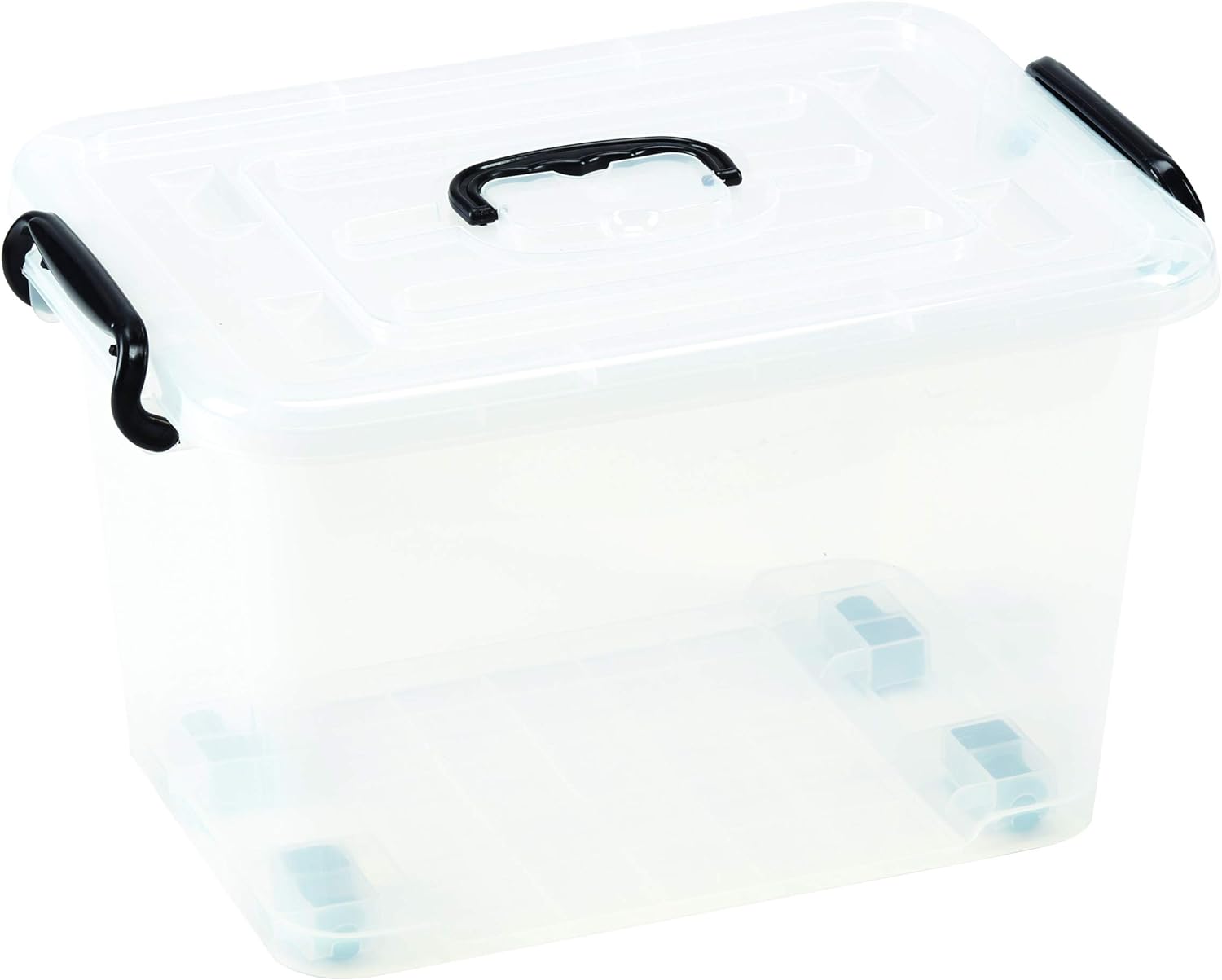 ☛ Comprar caja plástico transparente tapa y ruedas - KALEX
