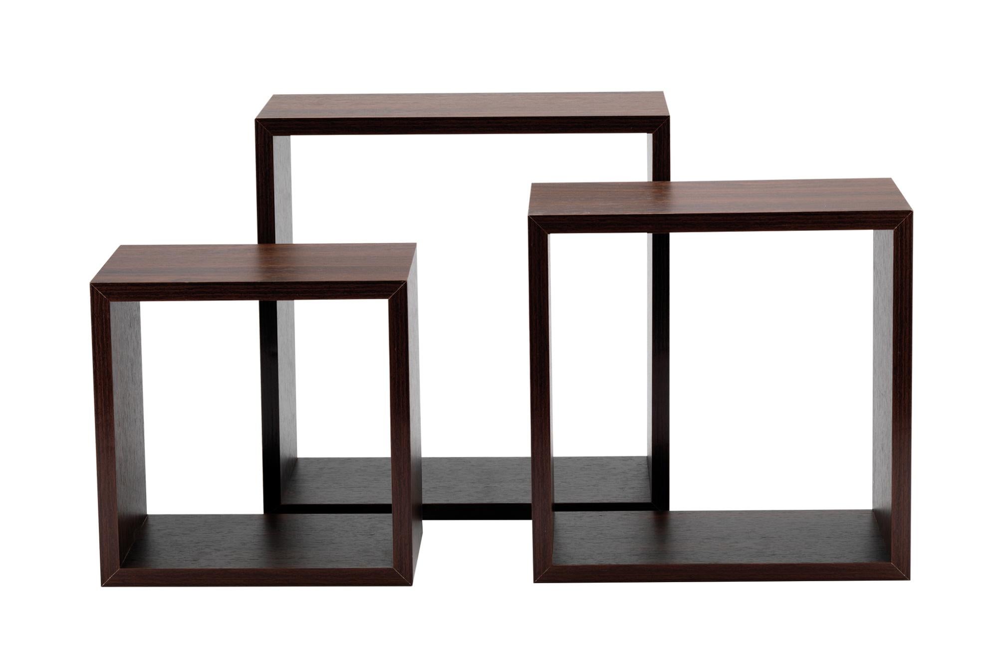 Set 3 Mensole Rettangolari In MDF Bicolore King Home, Bianco/fucsia, Misure 40x10x20 /35x10x15 /30x10x10 Cm