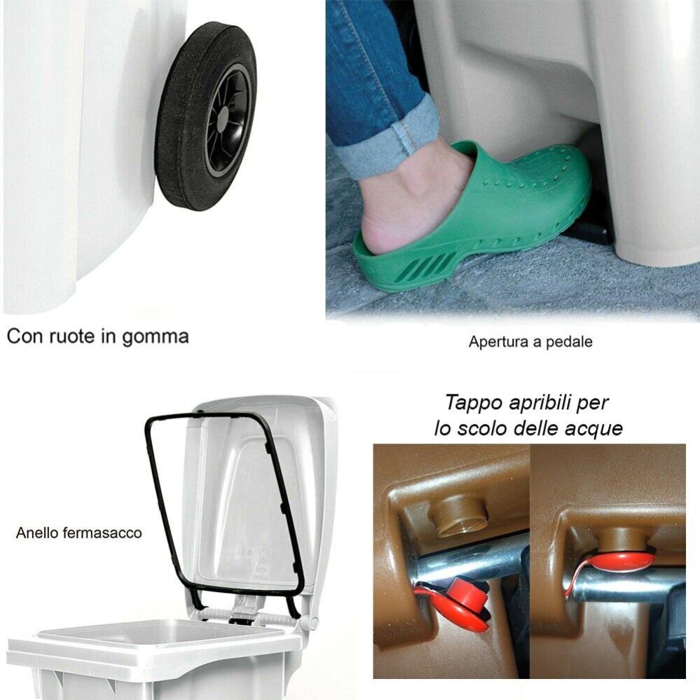 Bidone verde da 80 litri per la Raccolta Differenziata con ruote Pattumiera contenitori pub bar ristoranti casa giardino carrellati | Leroy Merlin