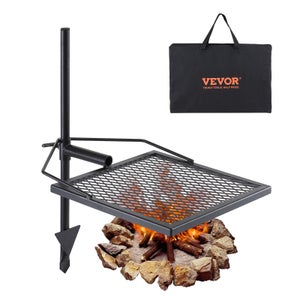 Relaxdays barbecue pivotant avec bol pour feu, en acier, grillage de 49cm,  réglable en hauteur, trépied HxD148x105cm.
