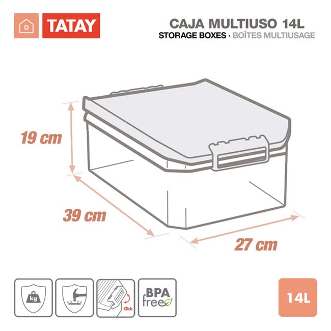 Caja de Ordenación TATAY 100% Reciclable con Tapa Abatible (7L