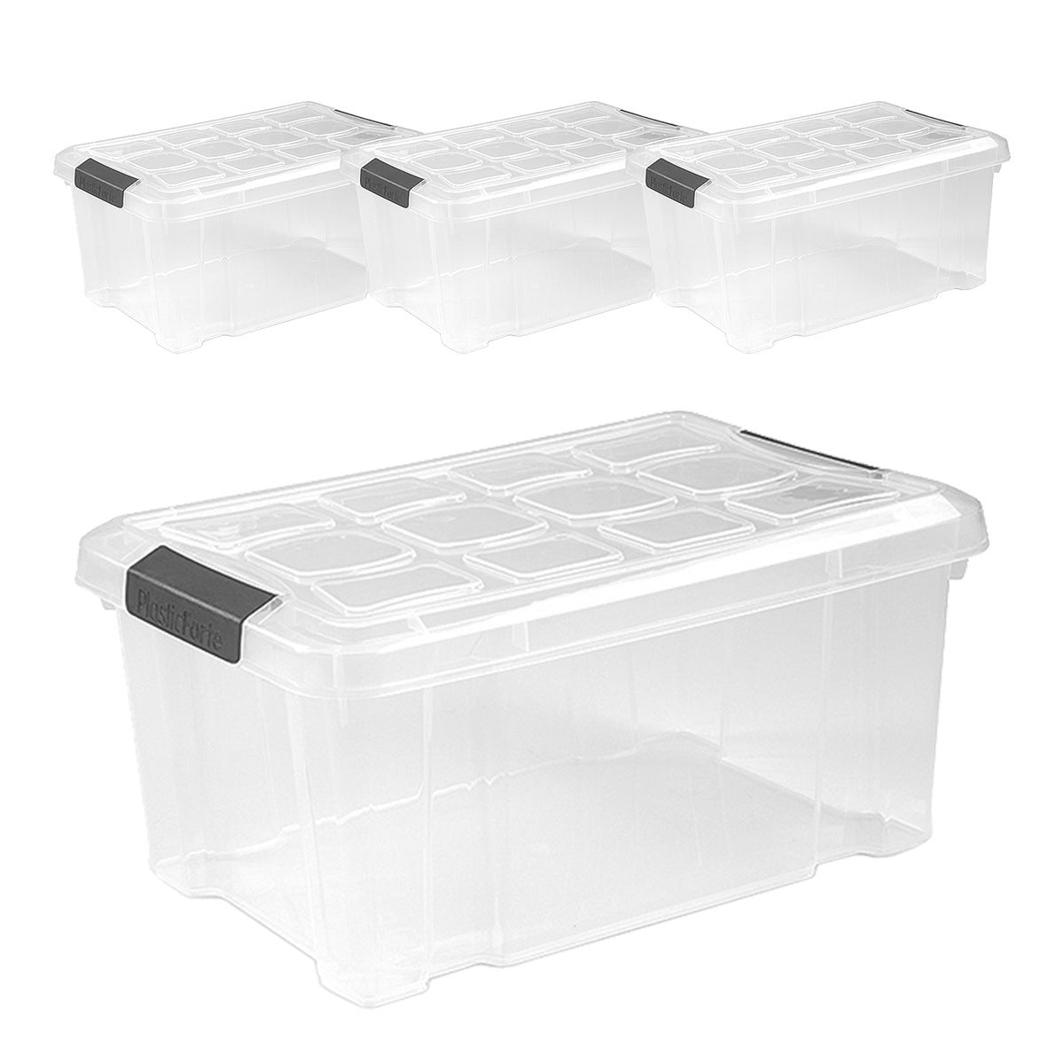 Pack de Cajas de Ordenación PLASTIC FORTE (34.5 x 26 x 6.5 cm - Plástico -  Multicolor)