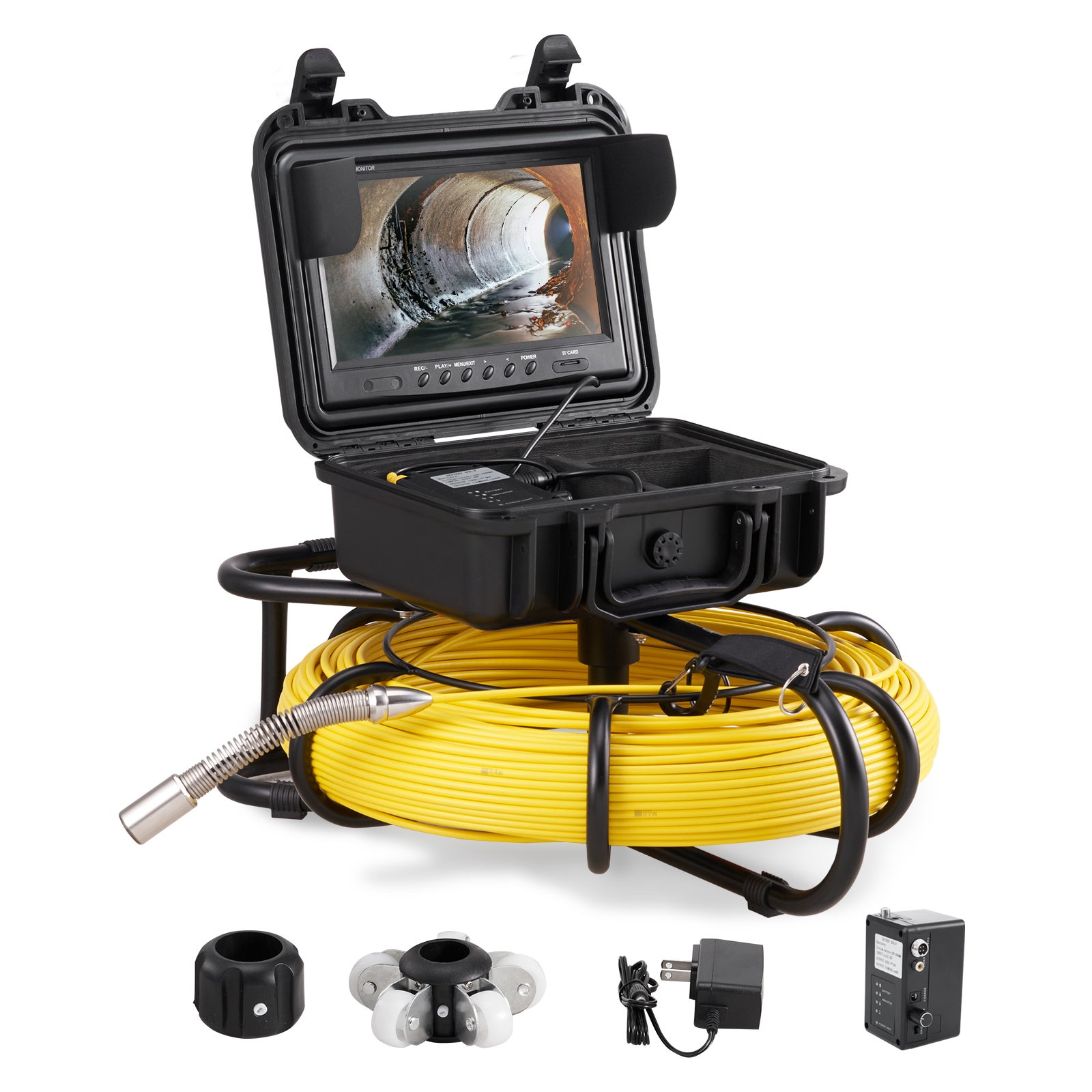 VEVOR Caméra d'Inspection Tuyau Caméra 20m Appareil-photo LCD 9'' IP68  Serpent Moniteur 6 heures Sur Seule Charge Vidéo Conduit Egout Maison  Plomberie