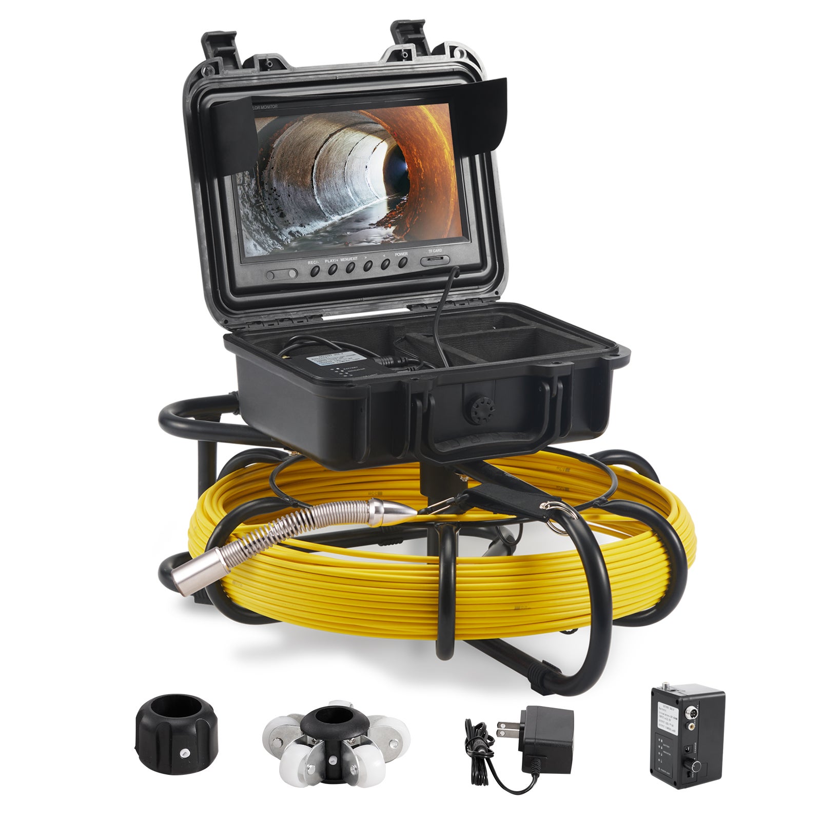 Caméra d'égout Mountainone 4,3 pouces avec Dvr 16gb Carte Drain Endoscope  Industriel Ip68 5600mha Batterie Endoscope Inspection De Tuyau