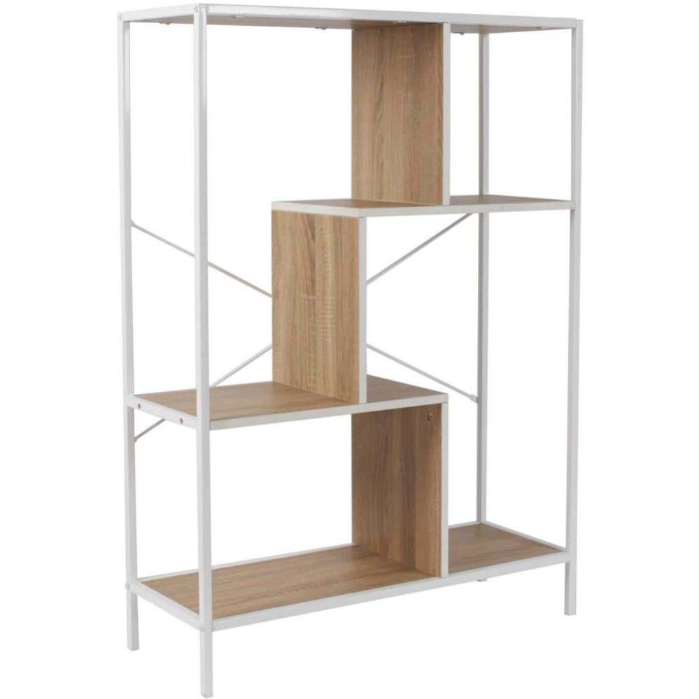Bibliothèque 3 Tiroirs + 3 Étages Ouverts - Étagère Sur Pied Style Industriel En Bois Et Métal - Rangement Salon, Bureau - 43x39x156 Cm - Marron Vintage - 11