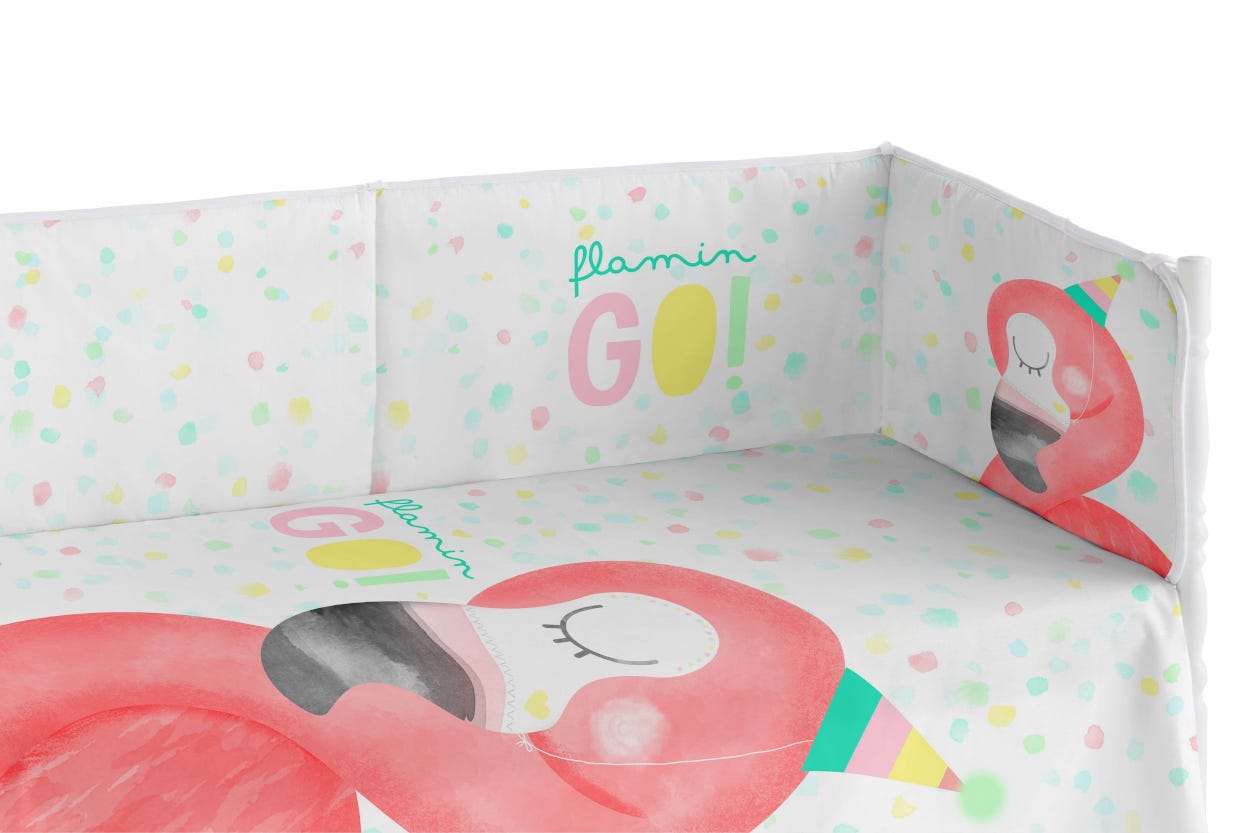 Coperta extra resistente 60x120 in piqué, per proteggere il bambino dalle  sbarre del lettino. Collezione Flamingo Dreams
