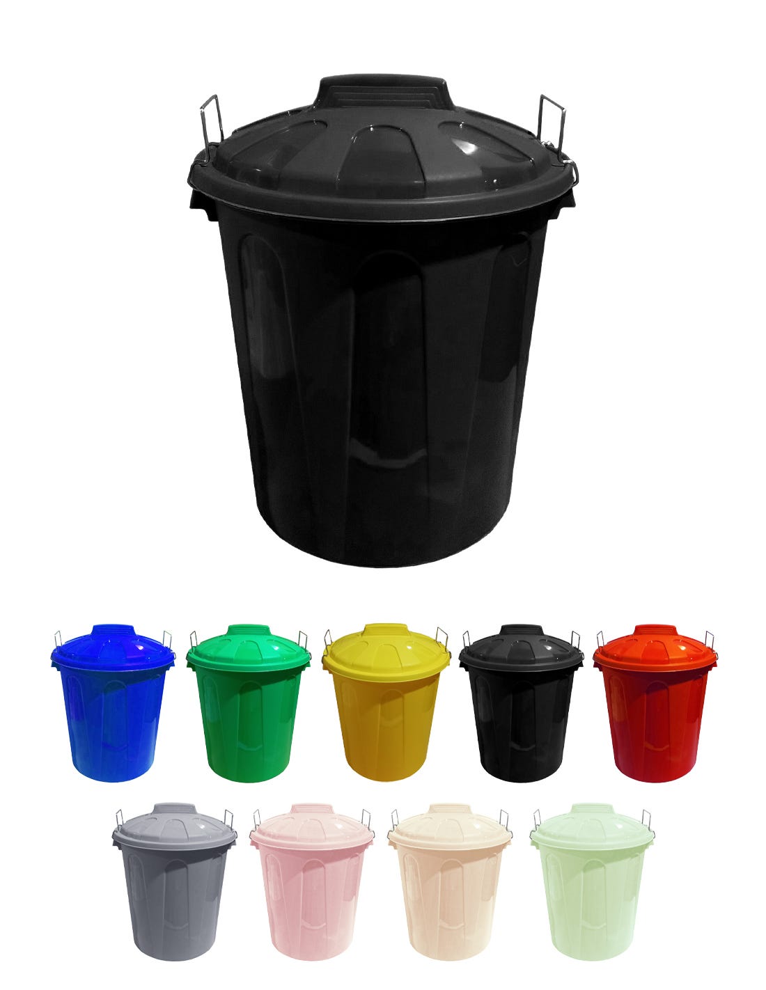 Cubo Basura de plástico con Tapadera, Cubo almacenaje y reciclar, 50  litros (Negro)