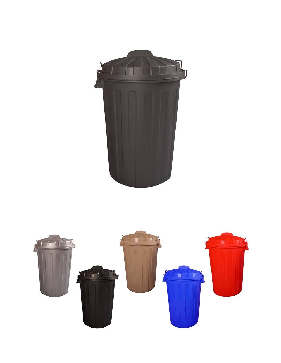 Cubo basura diseño moderno de plástico con tapadera | cubo resistente almacenaje y reciclar | 100 litros (gris)