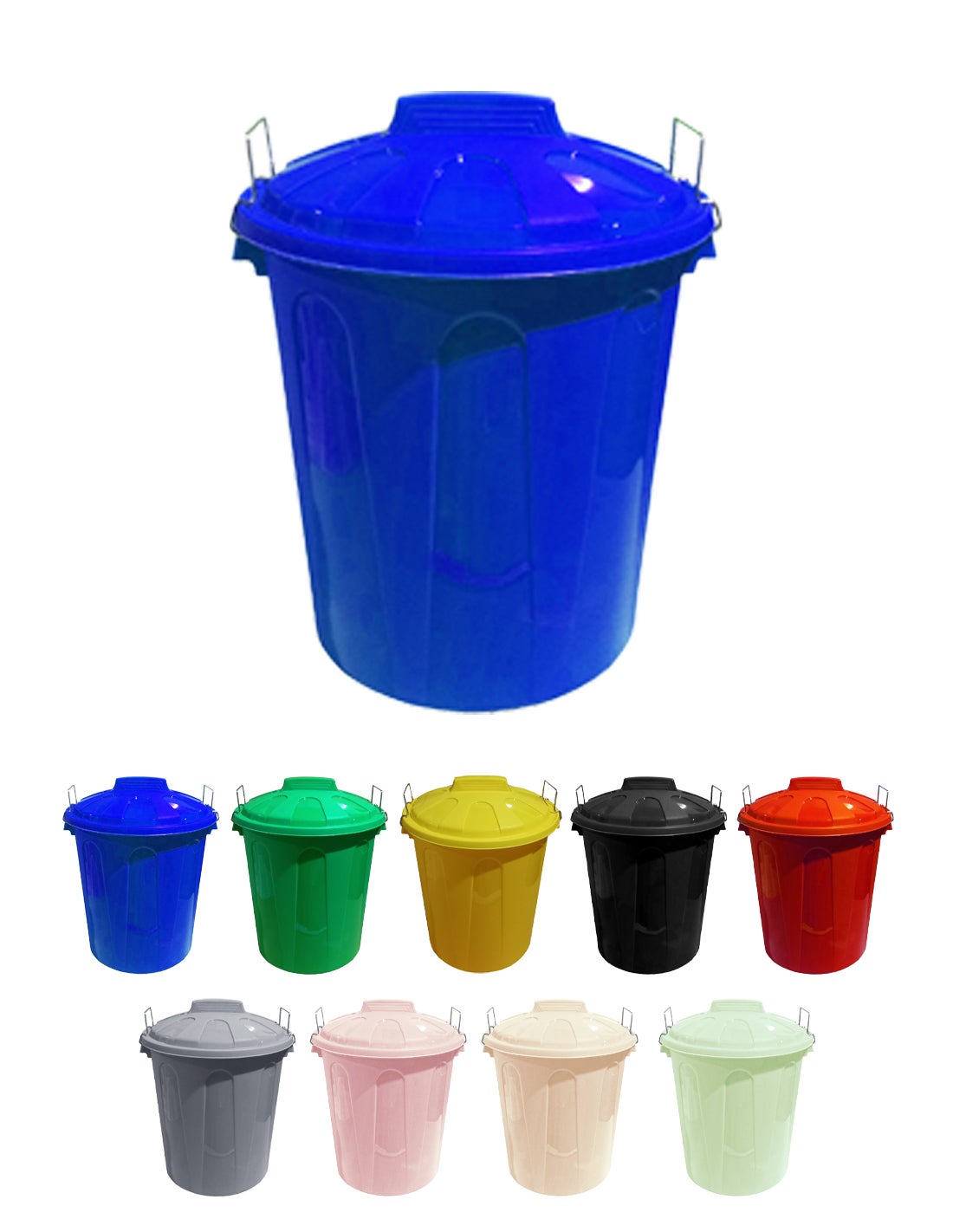 Cubo Basura de plástico con Tapadera, Cubo almacenaje y reciclar, 50  litros (Azul)