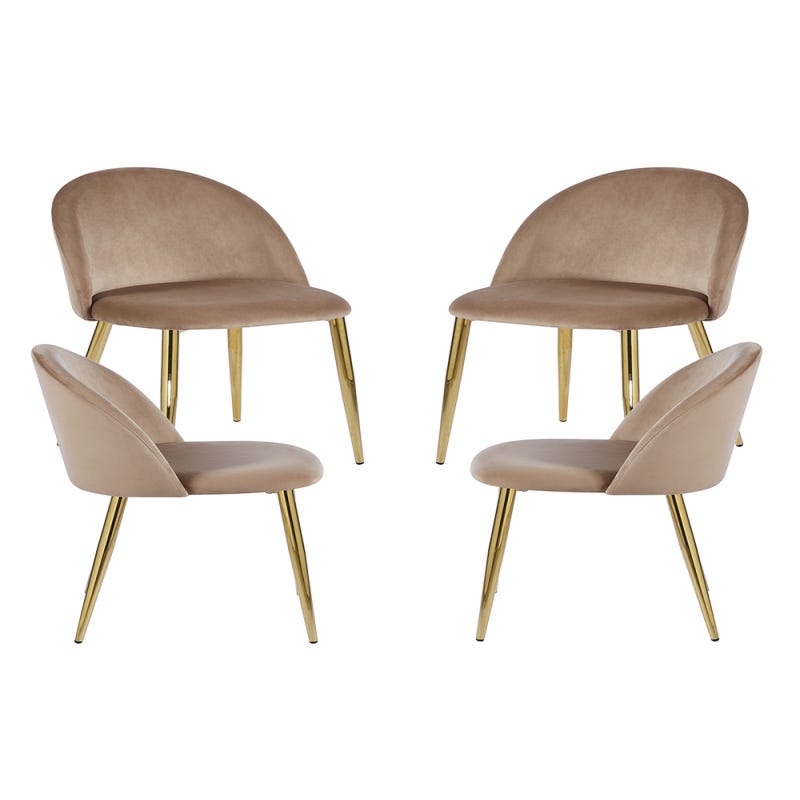 Pack 4 sillas tapizadas anti-manchas KOS, estilo nórdico, color Beige