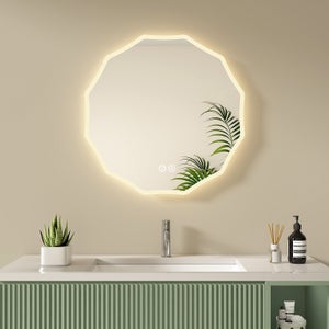 Horloge et rond miroir de salle de bain LED tricolore anti-buée 60/70/ –  Océan Sanitaire