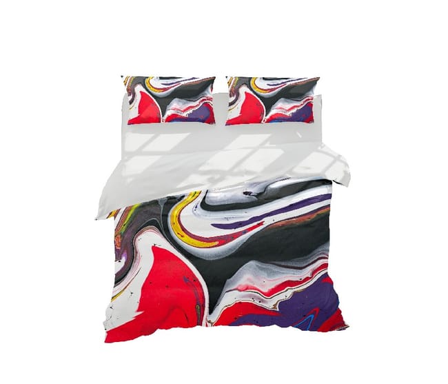 Housse de Couette Double Abstrait Moderne en Coton, Multicolore