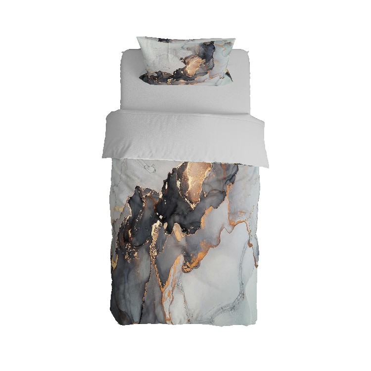 Housse de Couette Simple Aurore Abstraite en Coton, Argent, EPIKASA
