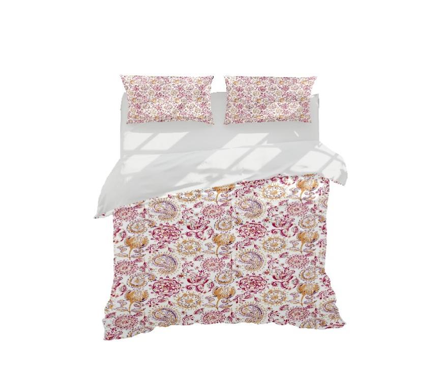 Housse de Couette Double Majolique de Printemps en Coton, Rose, EPIKASA