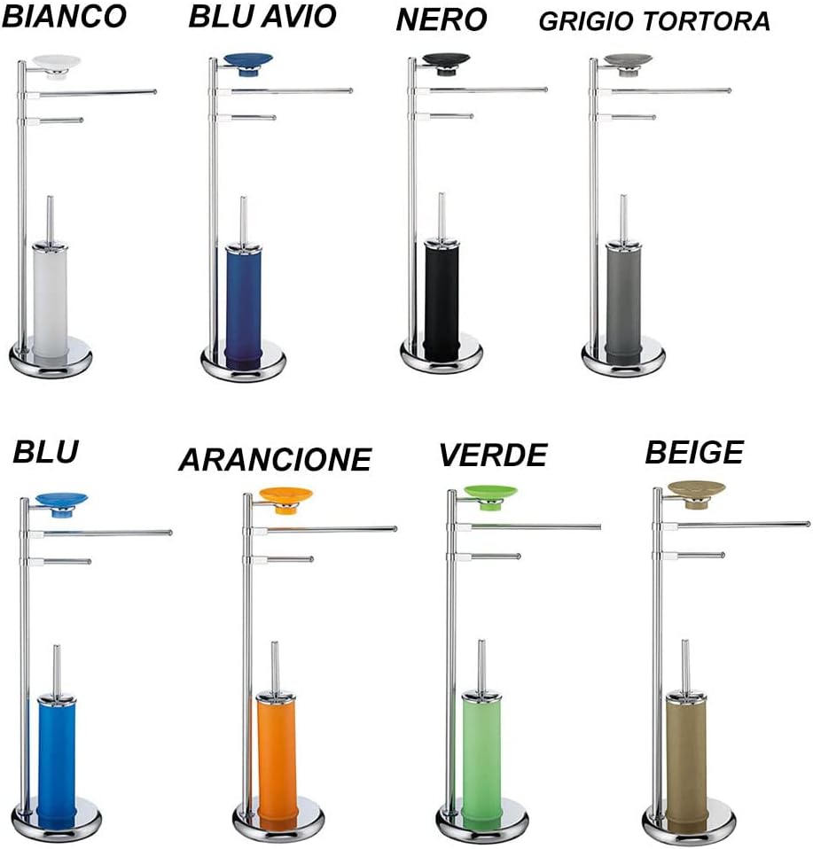 Piantana 4 in uno per arredo casa da bagno per porta asciugamano sapone  scopino water salvaspazio verde colonna multifunzione