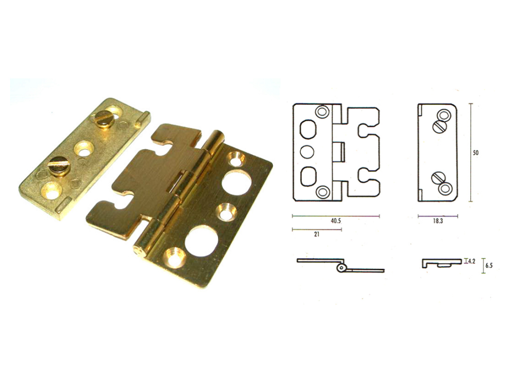 Cerniera Mezzo Collo In Ottone - 2 Pezzi, Misura 40x35mm, Per Mobili - Foto 11
