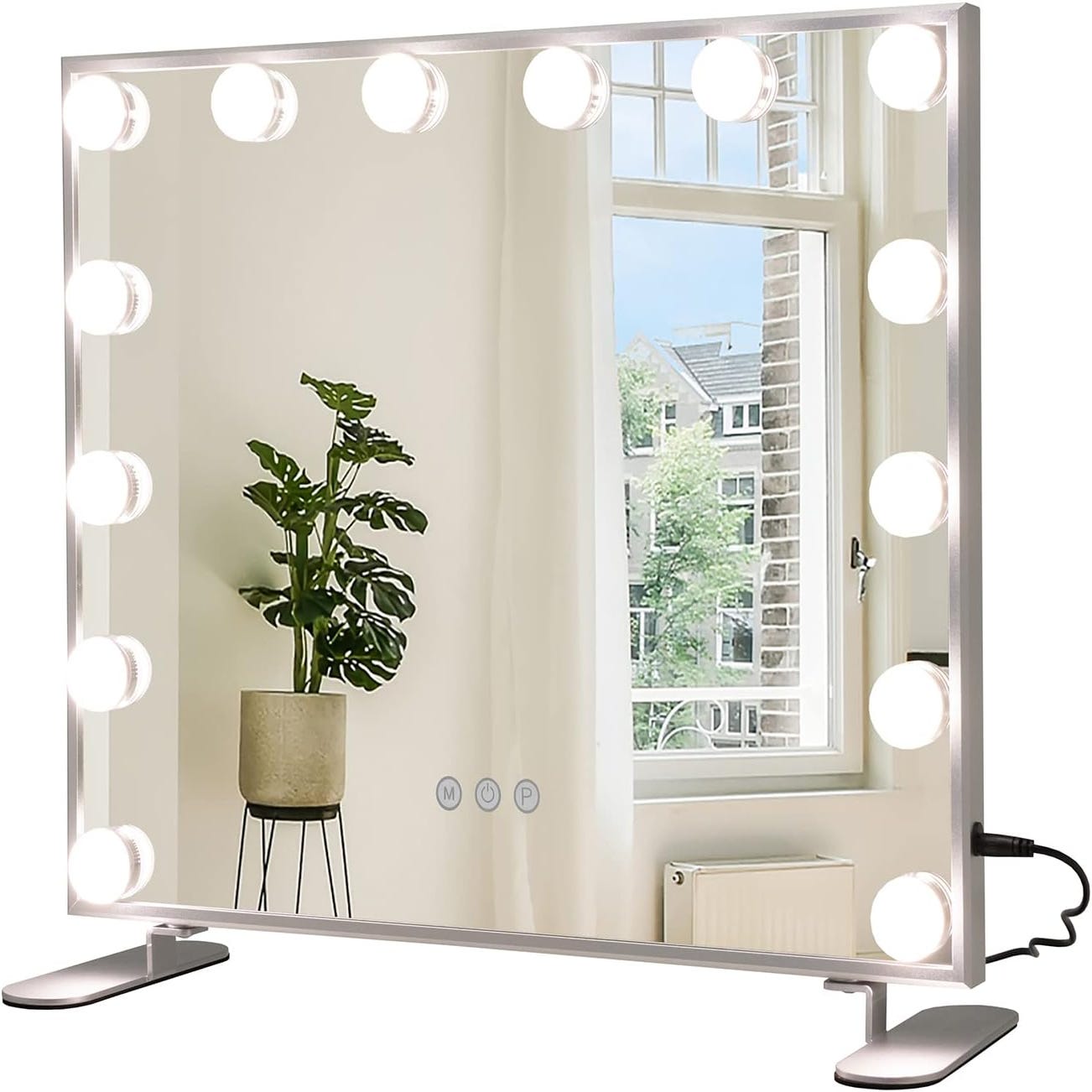 Flamingueo Miroir Coiffeuse - Miroir LED 15 Lumières, Miroir Maquillage  Lumineux 3 Modes, Miroir Hollywood, Contrôle Tactile, Miroir de Table USB