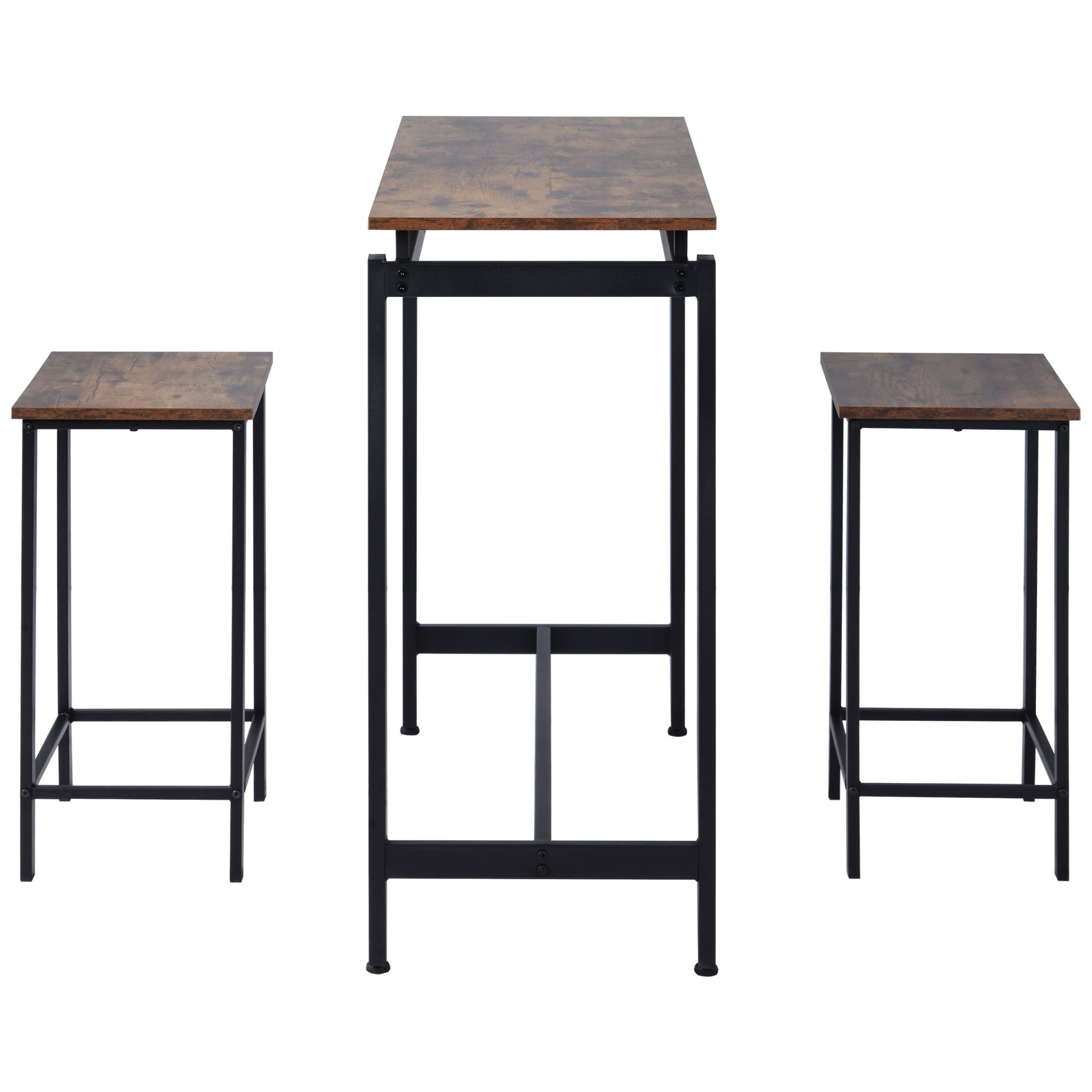 Conjunto de bar, mesa alta y taburete, madera de palo fierro, oscuro