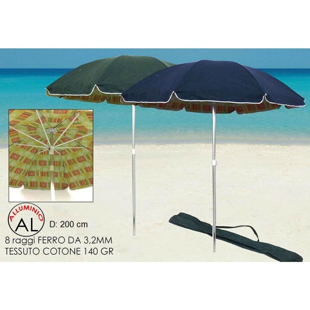 Ombrellone doppia tela blu mare per spiaggia giardino d200 palo