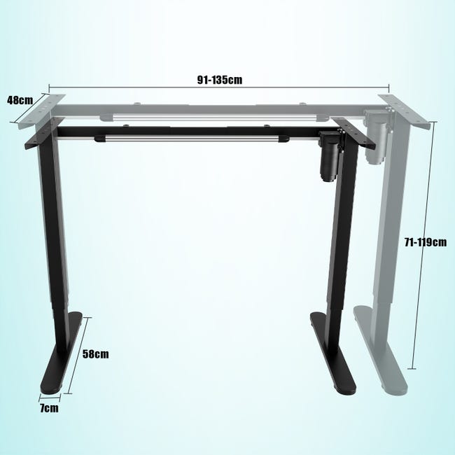 Sit Stand Desk Altura Elétrica 71-119cm Sistema Anticolisão - preto