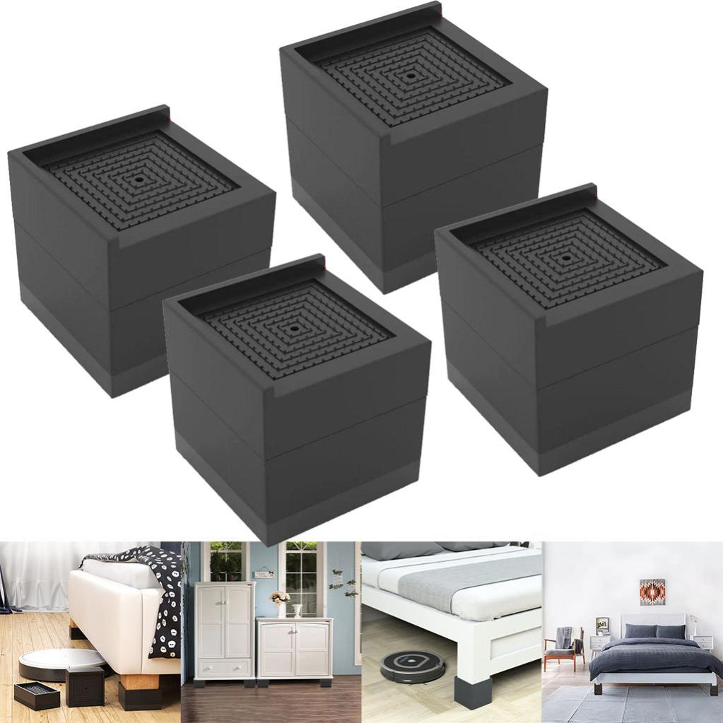 Rialzi Per Letti A Forma Di L 10,2 Cm Marrone Scuro – Set 4 Pezzi Per Mobili, Sedie E Divani