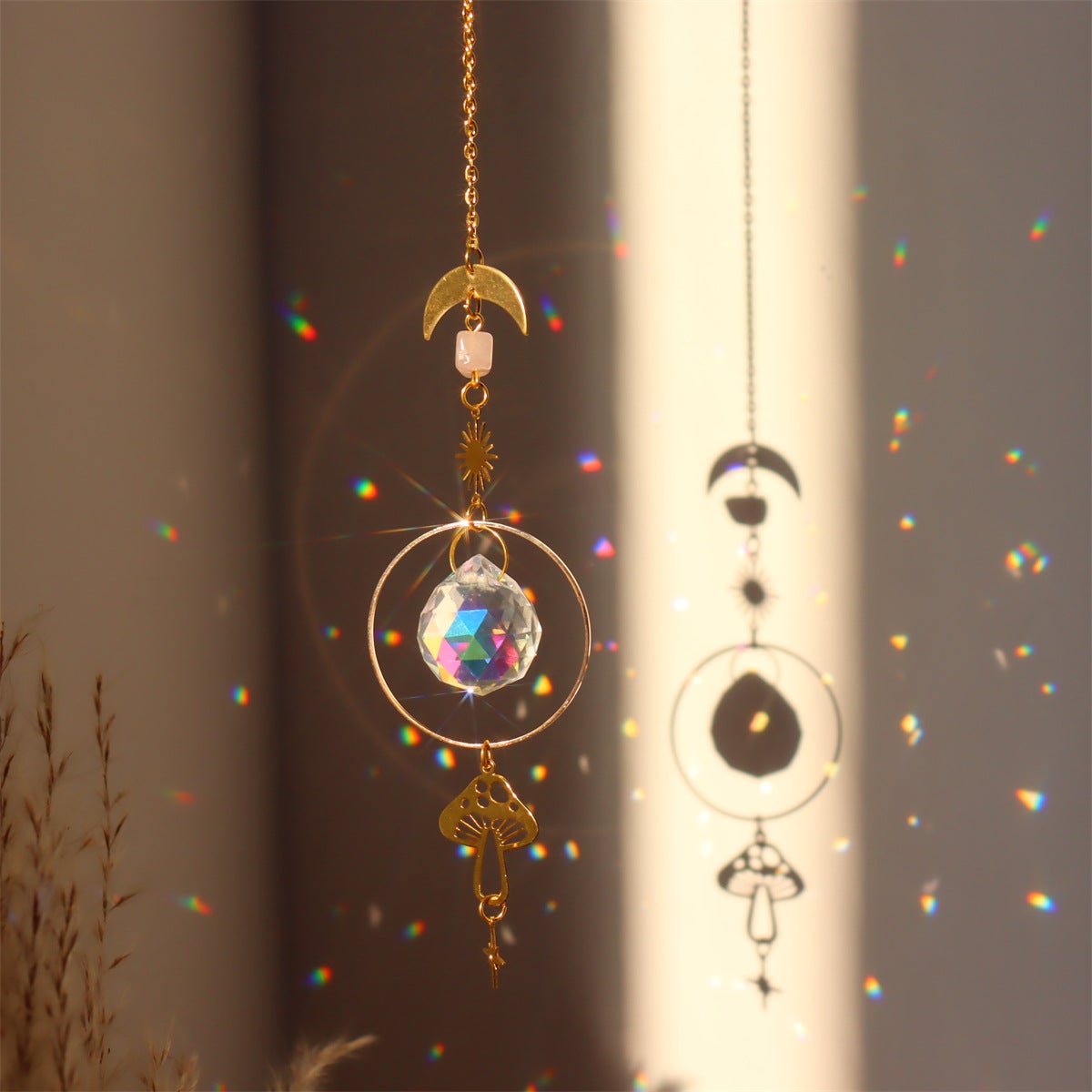 Attrape-soleil en cristal décoratif attrape-lumière en cristal avec cadre  en métal