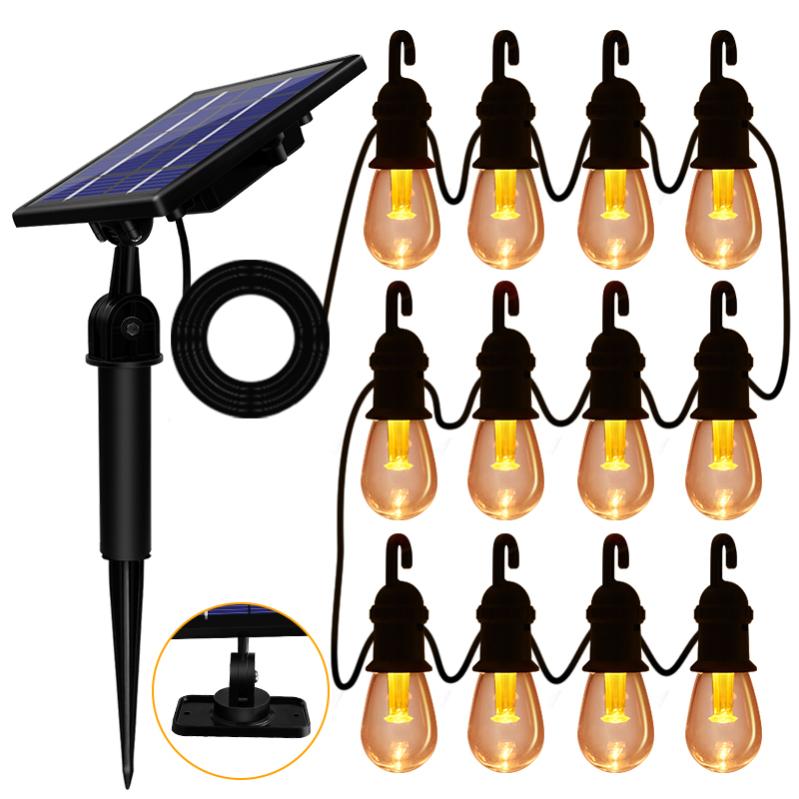12 ampoules solaires guirlande lumineuse étanche Edison 48 pieds