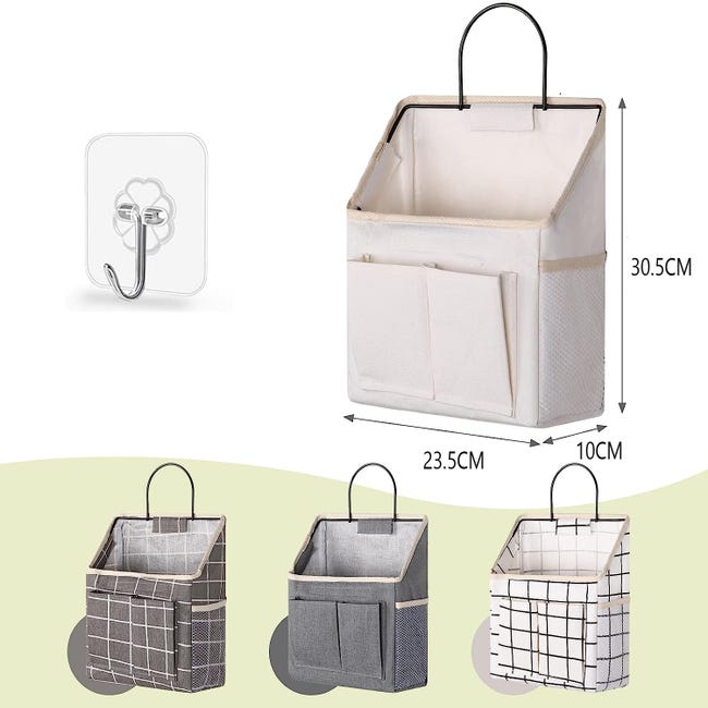 Paquete de 2 bolsas de almacenamiento de pared, contenedores de  almacenamiento para colgar en la puerta del baño del dormitorio (gris)
